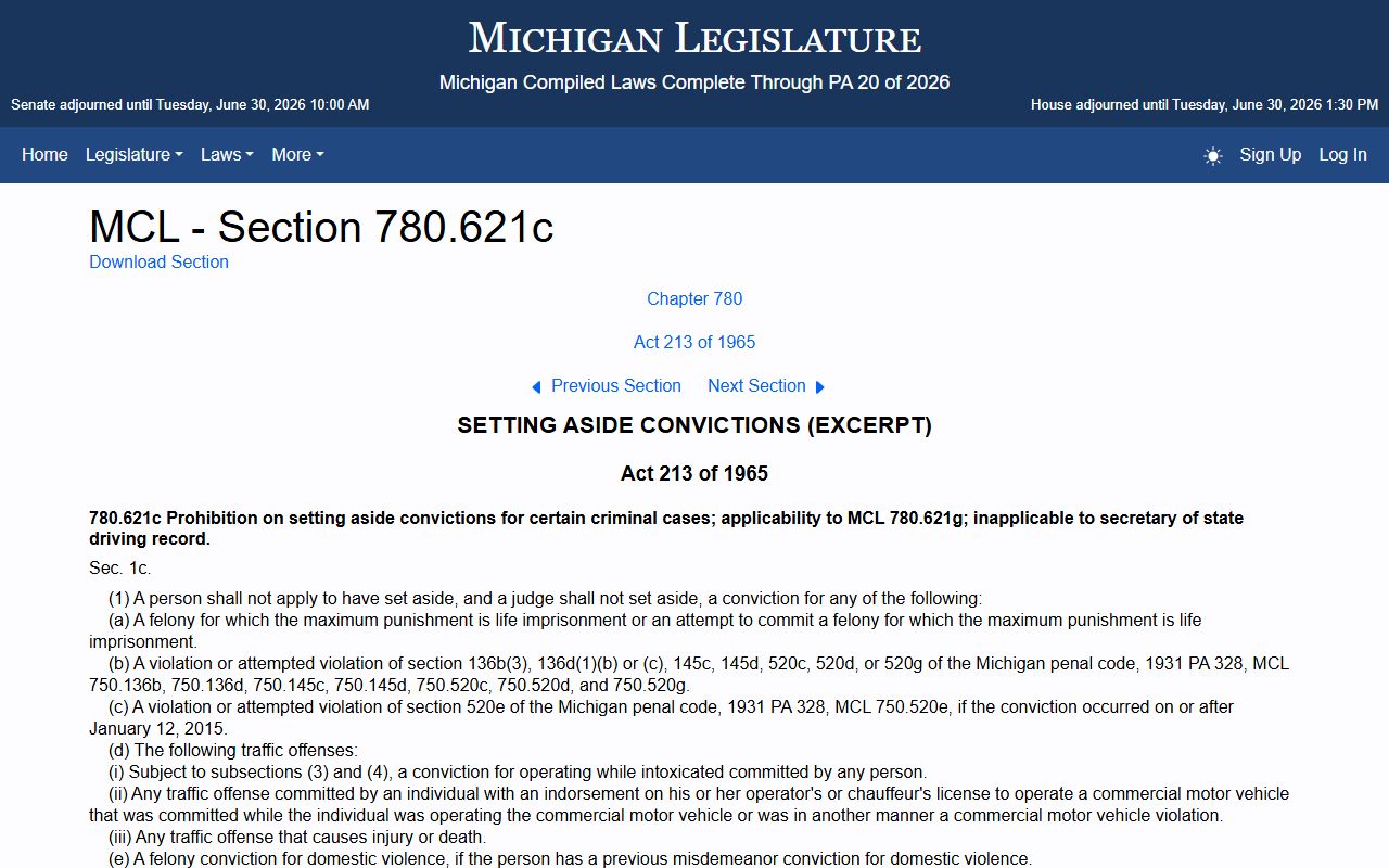 Kalkaska County excluded charge records under the Michigan set-aside confidentiality statute