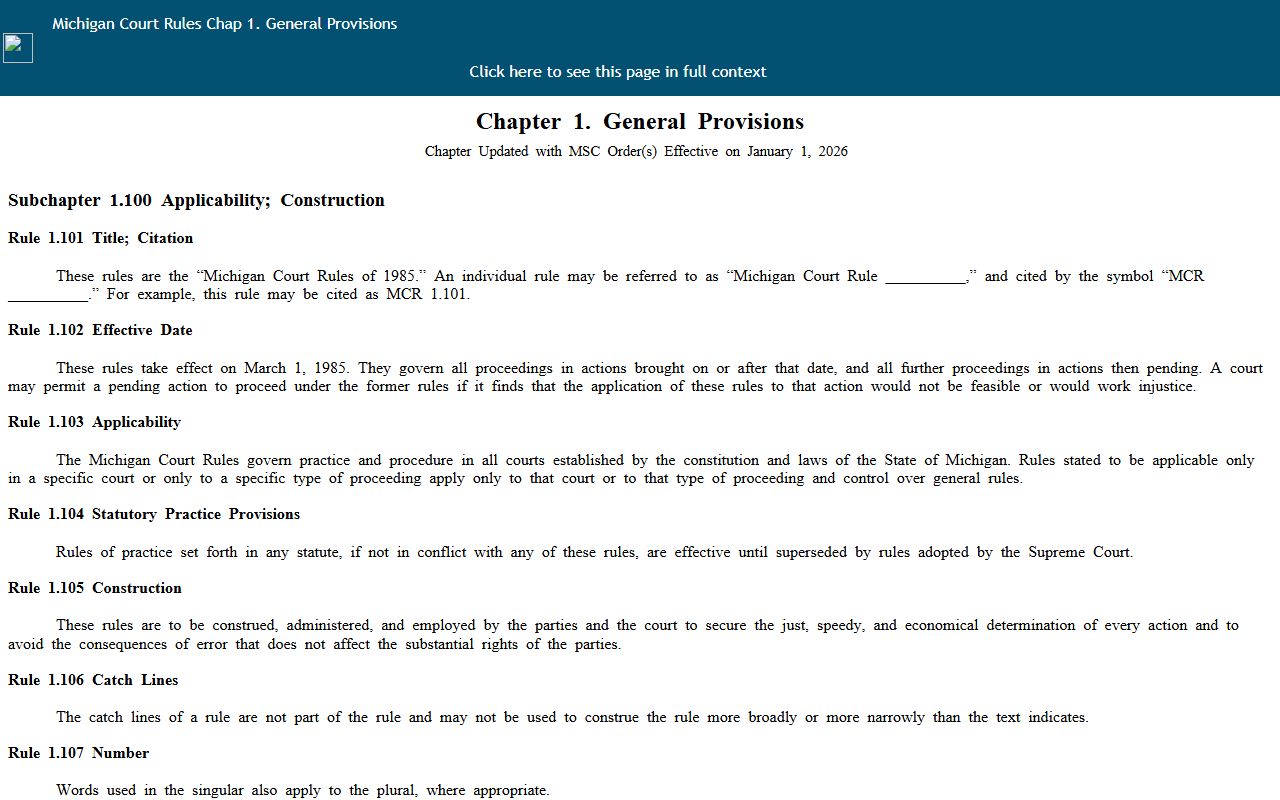 Kalkaska County court records rule MCR 8.119 in Michigan Court Rules chapter 1