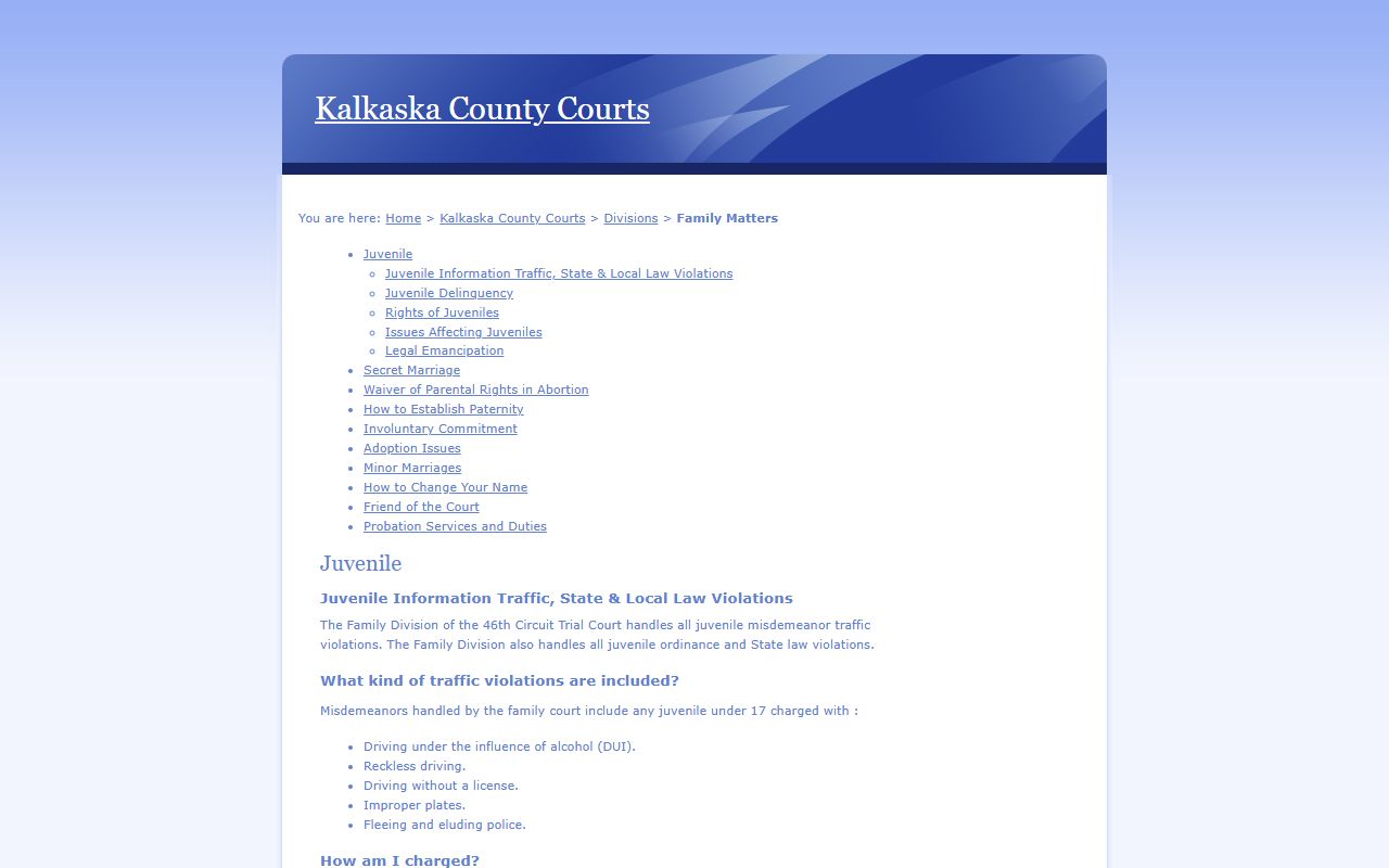 Kalkaska County circuit court and family division case routing guide