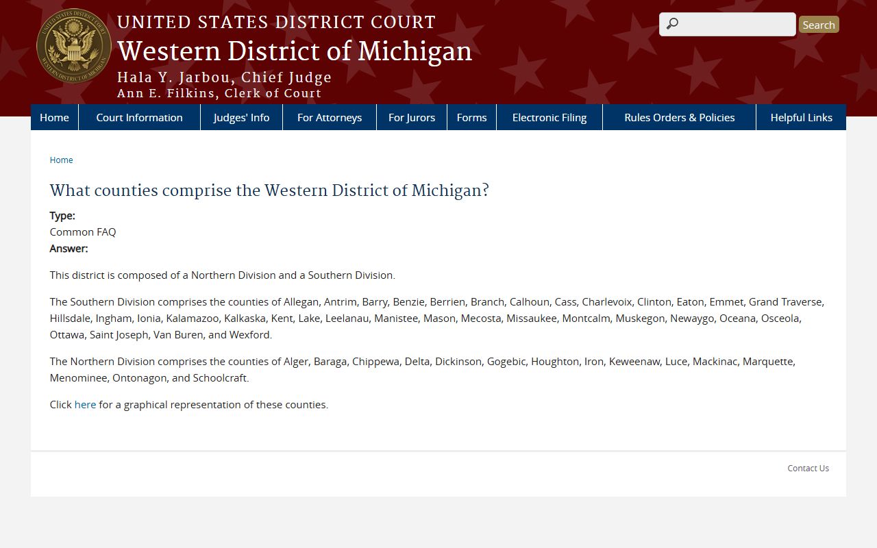 Kalkaska County circuit court and the federal Western District of Michigan coverage