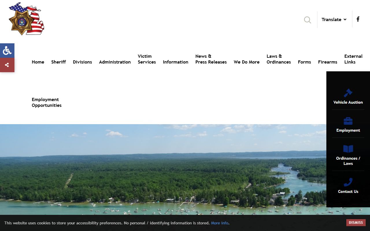 Kalkaska County Sheriff homepage with jail and inmate records overview