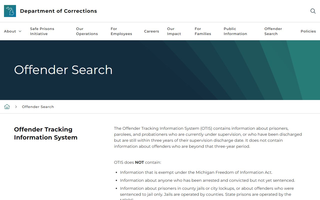 Kalkaska County inmate records OTIS landing page