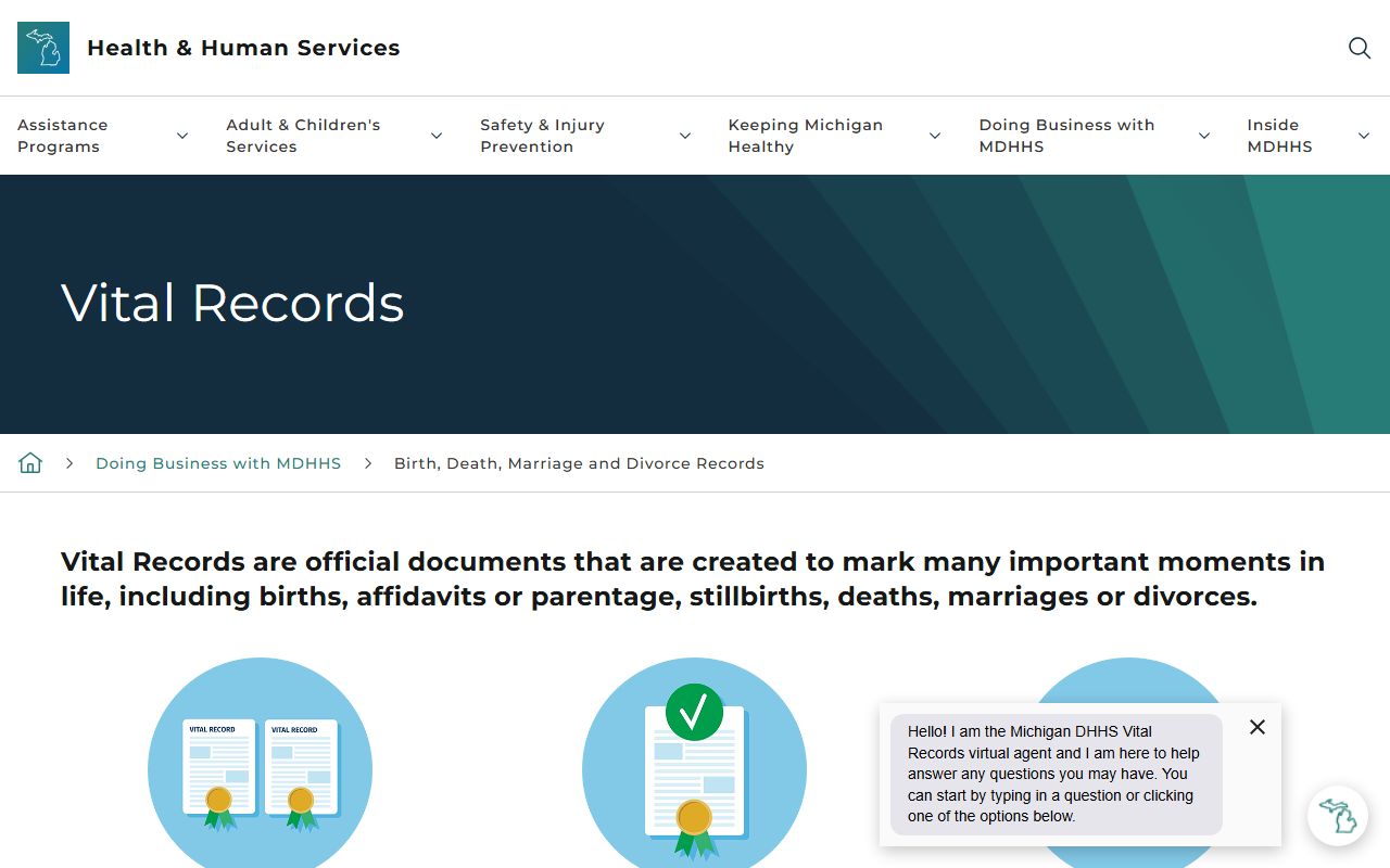Kalkaska County marriage and divorce records order options on the Michigan vital records hub