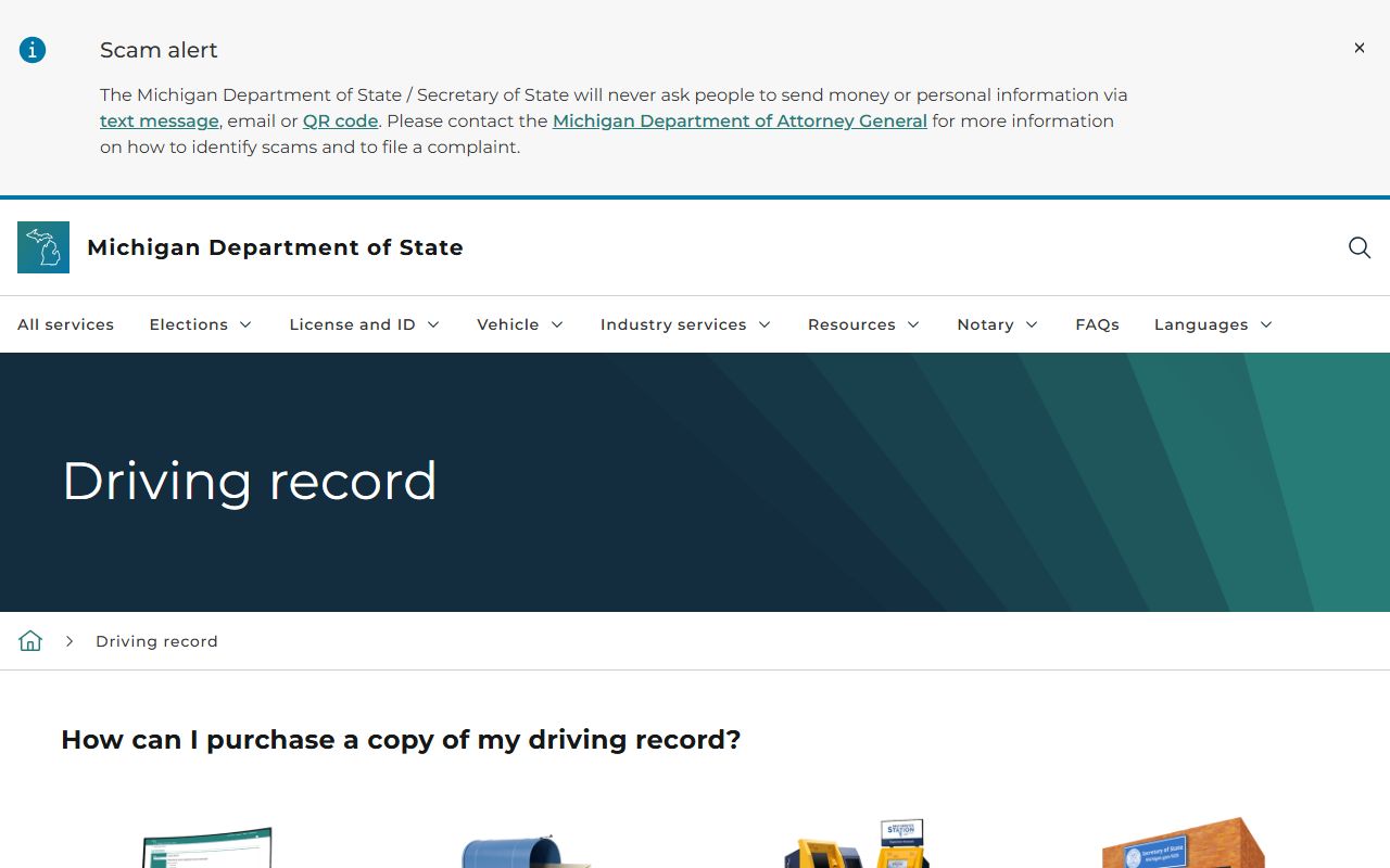 Kalkaska County traffic records Michigan driving-record order page